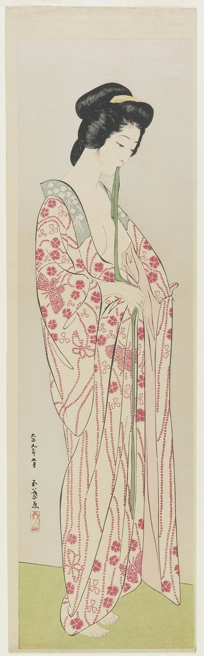Femme en sous-vêtement kimono, mai 1920 - Goyo Hashiguchi