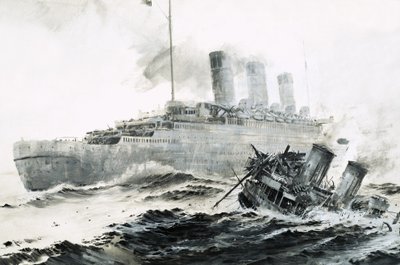Le Queen Mary heurte son escorte, le Curacoa, et coule le navire. - Graham Coton