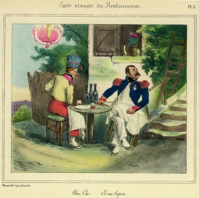 La carte vivante du restaurateur « Une oie et un lapin » - Grandville