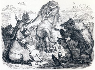 Les animaux malades de la peste - Fables de La Fontaine - Grandville