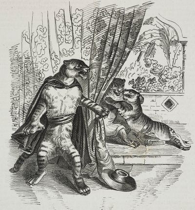 Le tigre avance avec un poignard, caricature de Jean-Jacques Grandville (1803-1847), lithographie de Gaetano Riccio tirée de Poliorama Pittoresco, n 39, 7 mai - Grandville