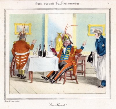La carte vivante du restaurateur : Deux homards ! 1831-32 (lithographie) - Grandville