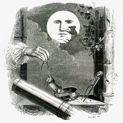 Un animal dans la lune : fable de La Fontaine illustrée par Grandville. - Grandville (1803 47)