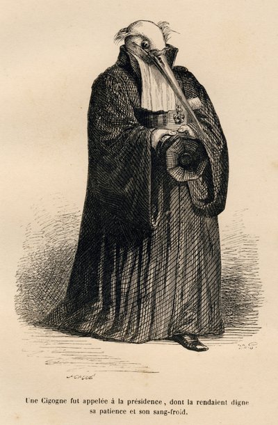 Cigogne en juge (Cour criminelle de justice animale) - Grandville