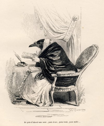 Corbeau écrivant - Grandville