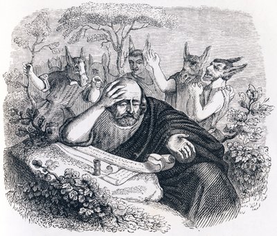 Démocrite et les Abdéritains - Fables de La Fontaine - Grandville