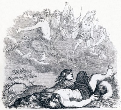Jupiter et les tonnerres - Fables de La Fontaine - Grandville
