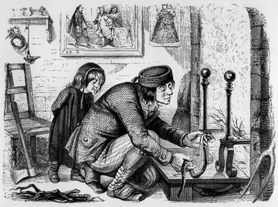 Fable de La Fontaine : Le paysan et la vipère, gravure de J.J. Grandville, vers 1838-40 - Grandville (1803 47)