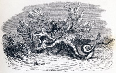 Le dragon à plusieurs têtes, et le dragon à plusieurs queues - Fables de La Fontaine - Grandville