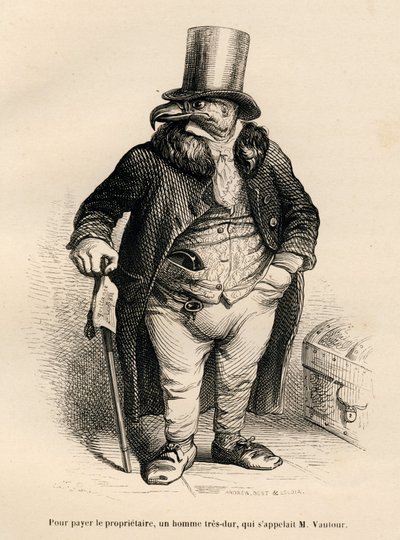 Le vautour en propriétaire immobilier - Grandville