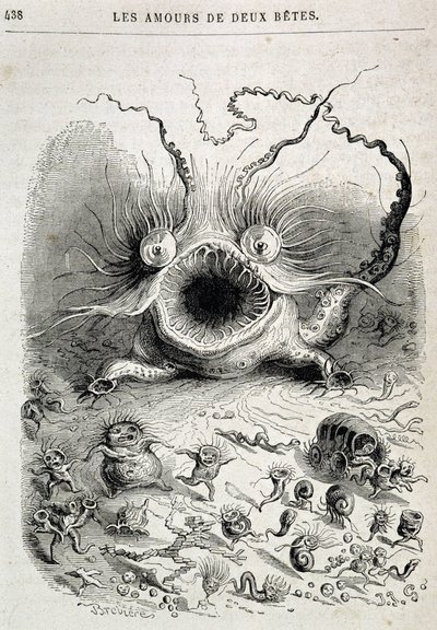 Les amours de deux bêtes (monstre effrayant) - dans « Les Animaux peints par eux-mêmes : vie privée et publique des animaux » par Grandville, chapitre par Honoré de Balzac, éd. Hetzel - Grandville