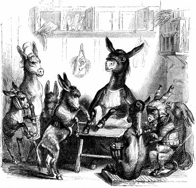 Scène de "Les animaux peints par eux-mêmes - Vie privée et publique des animaux" écrit par Balzac - Grandville (1803 47)