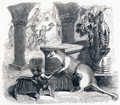 La chauve-souris et les deux belettes - Fables de La Fontaine - Grandville
