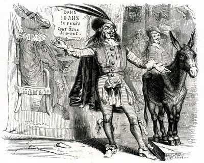 Le charlatan : fable de La Fontaine illustrée par Grandville. Édition Garnier 1860. Ce skipper rend difficile de faire de chaque âne un scientifique - Grandville (1803 47)