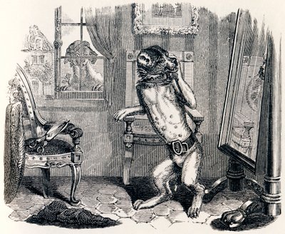 Le chien à qui on a coupé les oreilles - Fables de La Fontaine - Grandville