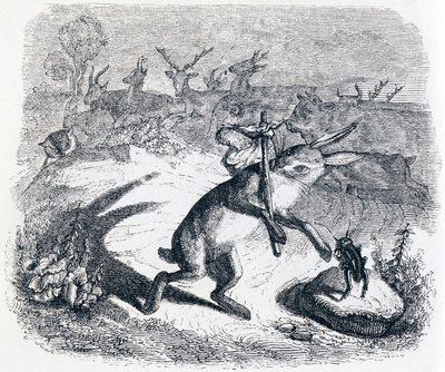 Les oreilles du lièvre - Fables de La Fontaine - Grandville