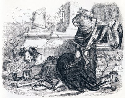 La cour du lion - Fables de La Fontaine - Grandville