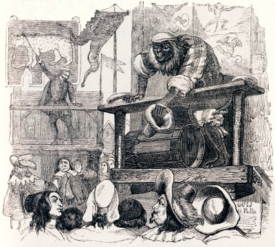 Le singe et le léopard - Fables de La Fontaine - Grandville