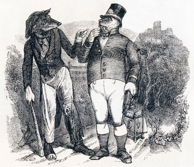 Le loup et le chien - Fables de La Fontaine - Grandville