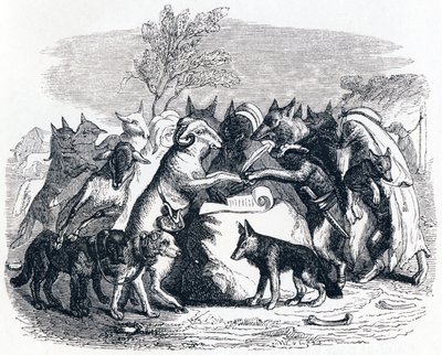 Les loups et les brebis - Fables de La Fontaine - Grandville