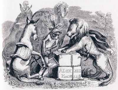 Tribut envoyé par les animaux à Alexandre - Fables de La Fontaine - Grandville