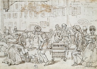 Travailleurs de Nancy, dessin par Jean-Jacques Grandville, France - Grandville