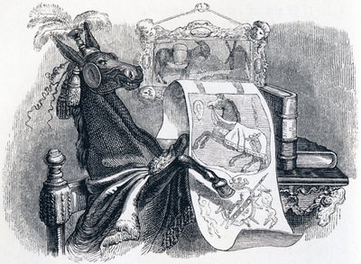 Le mulet se vantant de sa généalogie - Fables de La Fontaine - Grandville