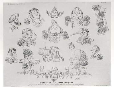 Exercices calligraphiques, 1832 - Grandville