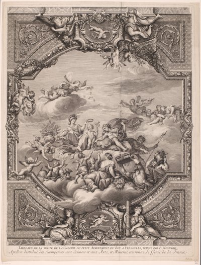 Apollon distribue des récompenses et Minerve couronne le génie de la France (Plafond du palais de Versailles) - Gérard Audran