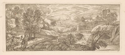 Paysage fluvial avec deux figures marchant
Paysages fluviaux (titre de la série) - Gérard Audran