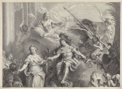 Allégorie sur le pouvoir de Louis XIV - Gérard Edelinck