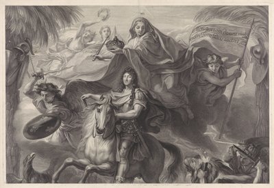 Portrait équestre allégorique de Louis XIV, roi de France - Gérard Edelinck