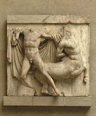 Un Lapithe tuant un centaure, métope XXVII du côté sud du Parthénon, 447-432 av. J.-C. - Greek