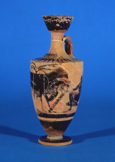 Lécythe à figures noires attiques représentant Ulysse échappant au Cyclope, c. 530 av. J.-C. - Greek