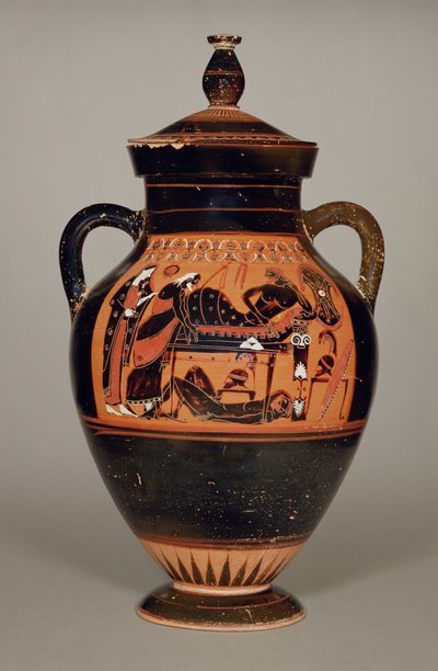 Amphore ventrue représentant Priam et Achille, c.550 av. J.-C. - Greek