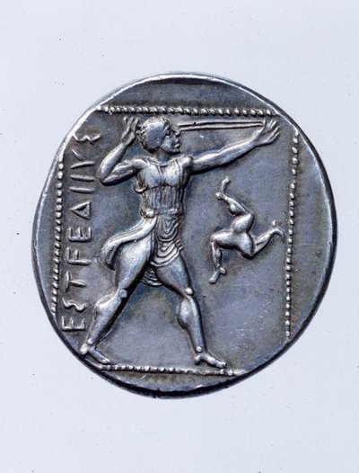 Pièce représentant un frondeur (argent) - Greek