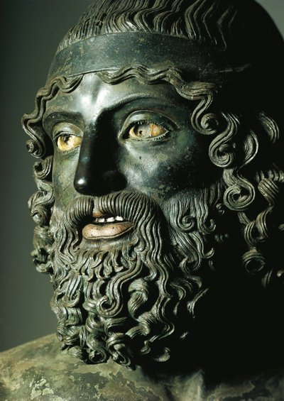 Détail de la tête de la Statue A ou du Jeune des Bronzes de Riace - Greek