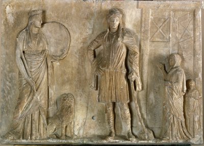 Art grec : divinités phrygiennes Cybèle et Attis, son fils et amant - Greek