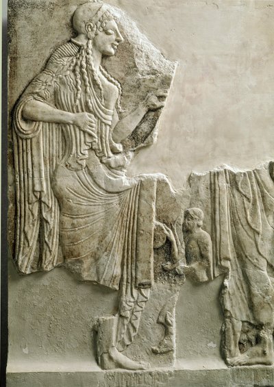 Antiquité grecque : une famille faisant un sacrifice à la déesse Athéna - Greek