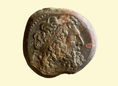 Monnaie hellénistique avec la tête de Zeus - Greek