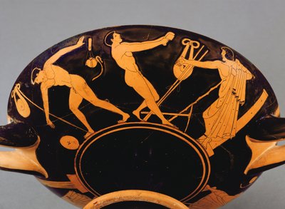 Coupe Kylix représentant des athlètes et un symposiast, c.480 av. J.-C. - Greek