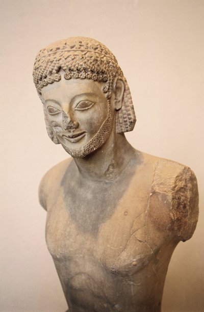 Cavalier Rampin, statue équestre en marbre, vers 550 av. J.-C., civilisation grecque (détail) - Greek