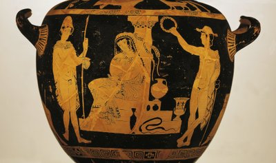Cratère à figures rouges représentant Oreste, Électre et Pylade au tombeau d
