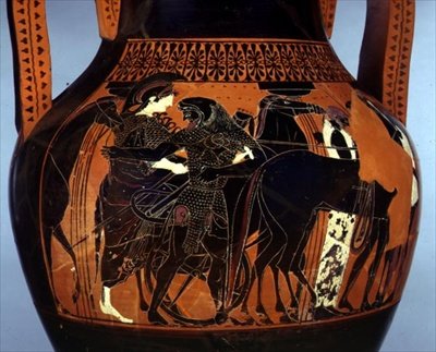 Amphore à figures noires décorée d