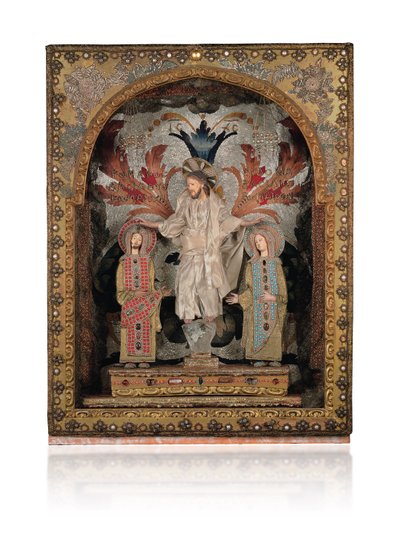 Christ sur un piédestal de cristal de roche, flanqué de l