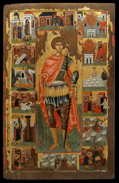 Icône de Saint Georges avec des scènes de sa vie - Greek School