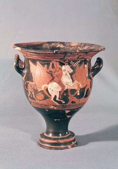 Cratère à figures rouges représentant des amazones et des griffons - Greek School