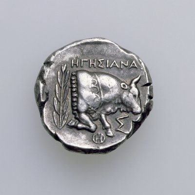 Tétradrachme de Samos, Ionie, représentant un taureau, vers 390 av. J.-C. (revers) (argent) - Greek School
