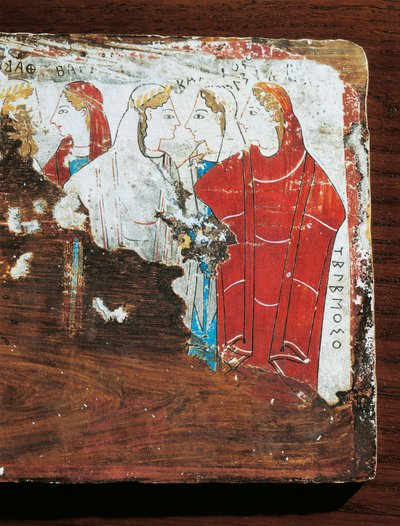 Civilisation grecque, tablette votive représentant un groupe de femmes, de Corinthe - Greek School