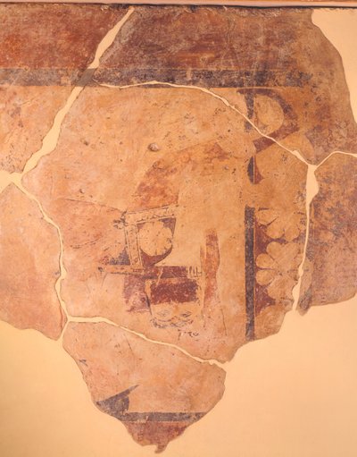 Persée chasseur, fresque de la métope du Temple C de Thermos, Grèce, civilisation grecque, vers 630 av. J.-C. - Greek School